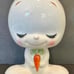 Vintage ceramic bunny rabbit bank kitschy holding a carrot 10”T anthropomorphic