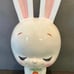 Vintage ceramic bunny rabbit bank kitschy holding a carrot 10”T anthropomorphic