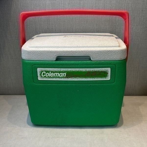 Vtg Coleman Sunlites Cooler Green Pink White RARE Cup Holders