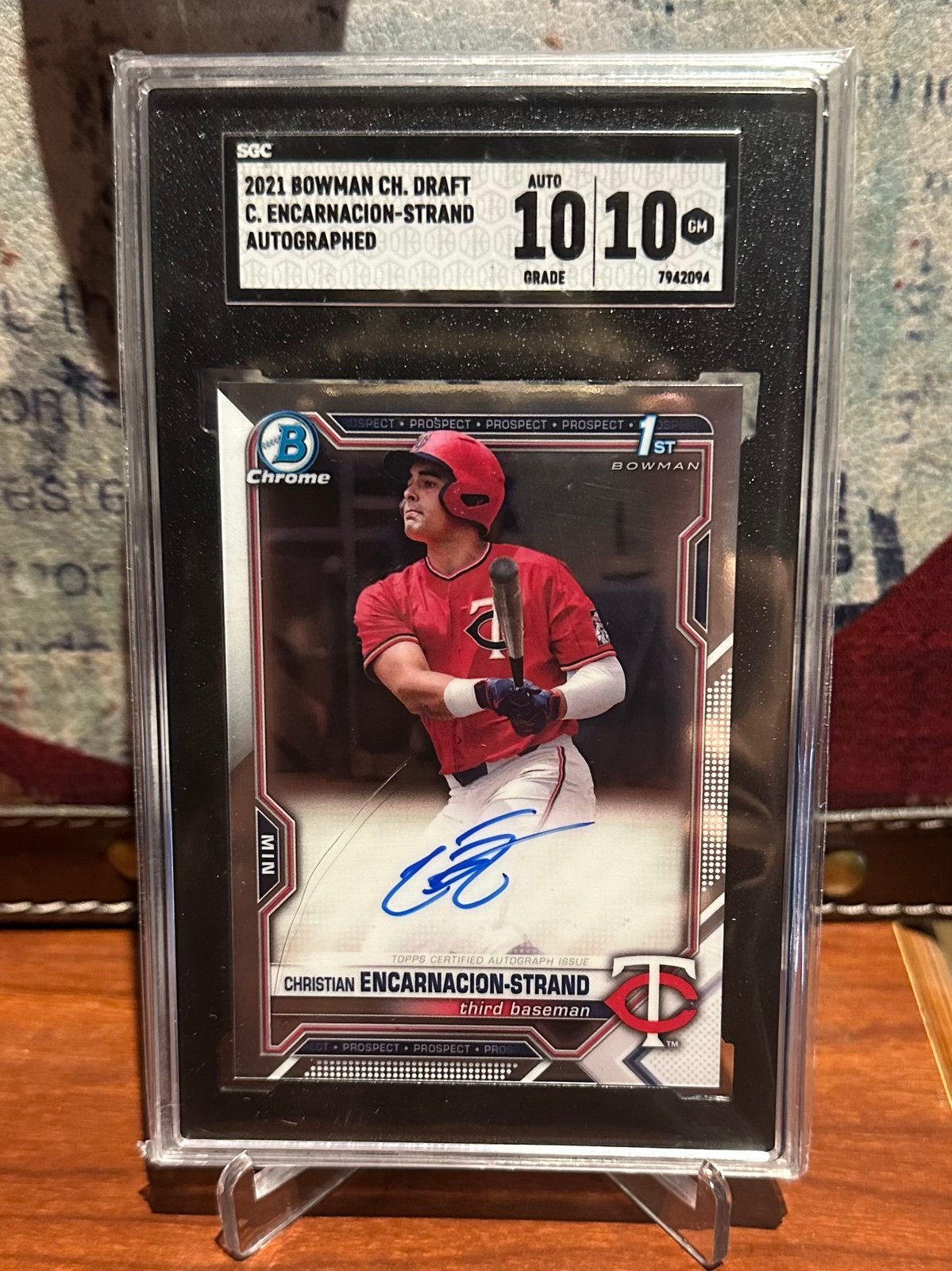 2021 Bowman Chrome Draft Christian Encarnacion-Strand 1st BOWMAN AUTO SGC 10