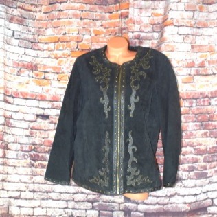Linea by Louis Dell'Olio Plus Size 1X Black Suede Leather Studded Jacket