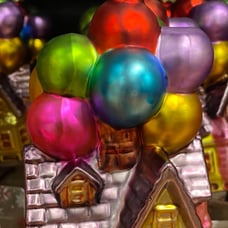Disney Parks Pixar UP House Blown Glass Balloon Ornament NWT