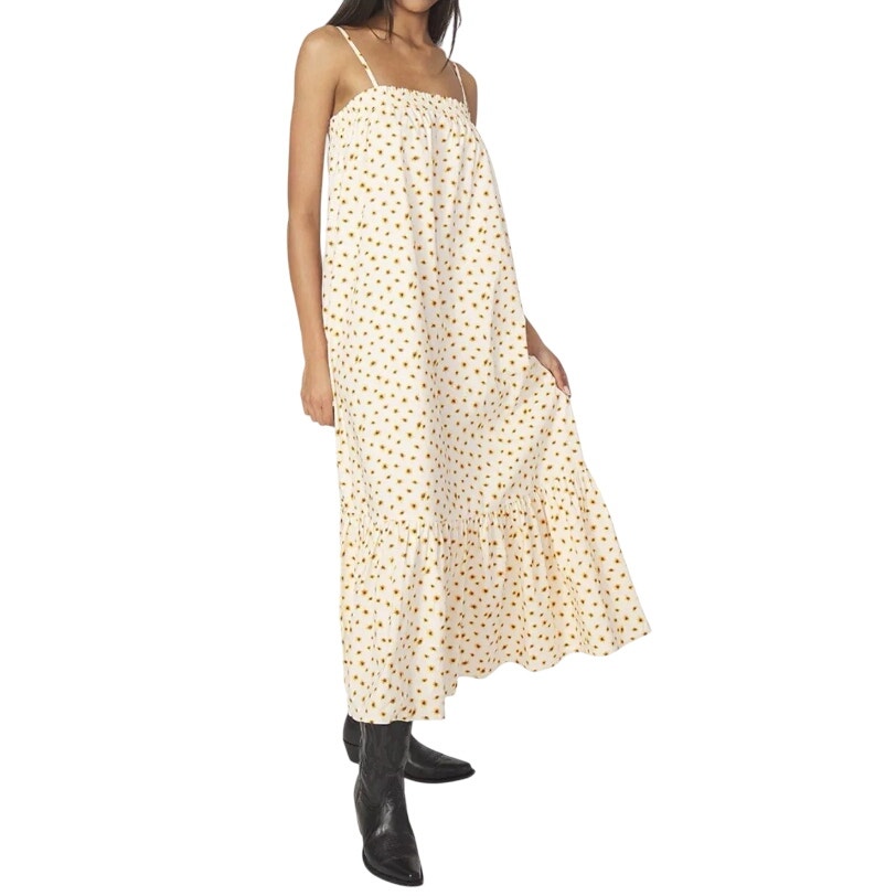 WeWoreWhat Smocked Midi Dress in Ivory Ditsy Daises M NWT