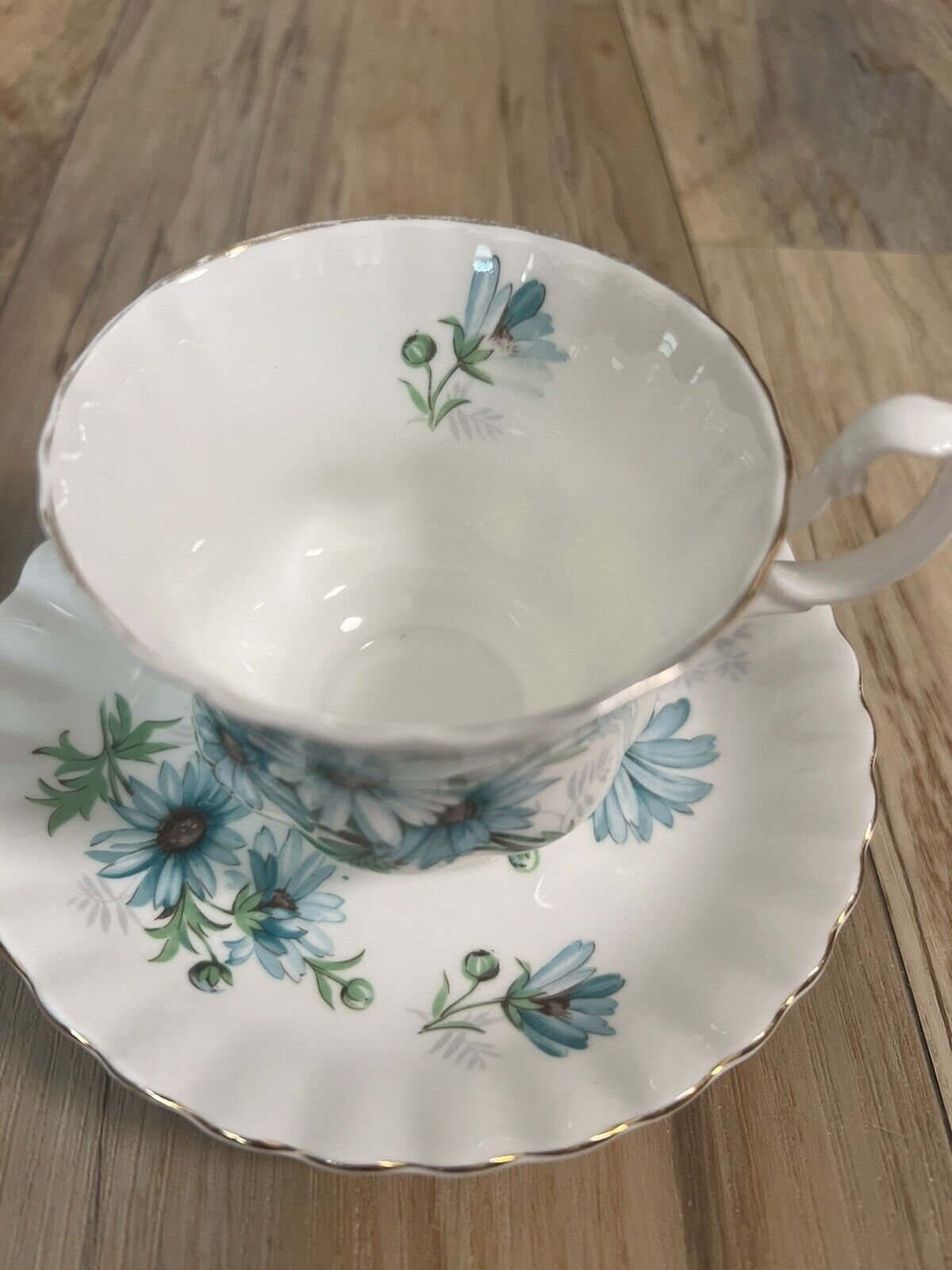 2 - Royal Albert - Marguerite - Blue Daisies - Bone China Teacup & Saucer Sets