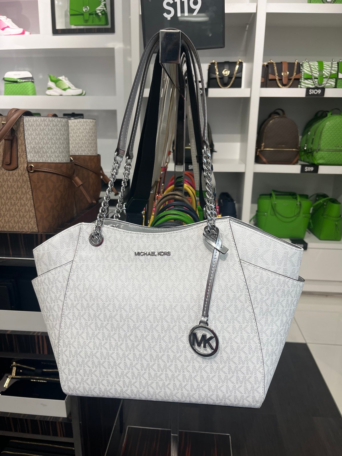 Michael Kors Large Silver Chain Tote