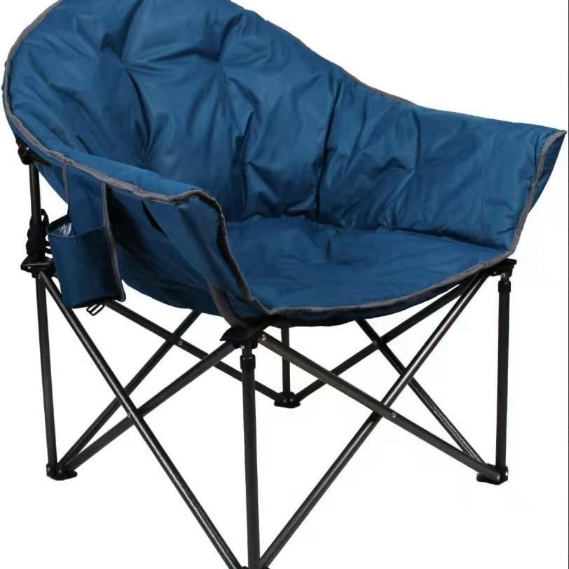 CAMP Oversized Camping Chairs Padded Moon Round Chair Saucer Recliner with Foldi