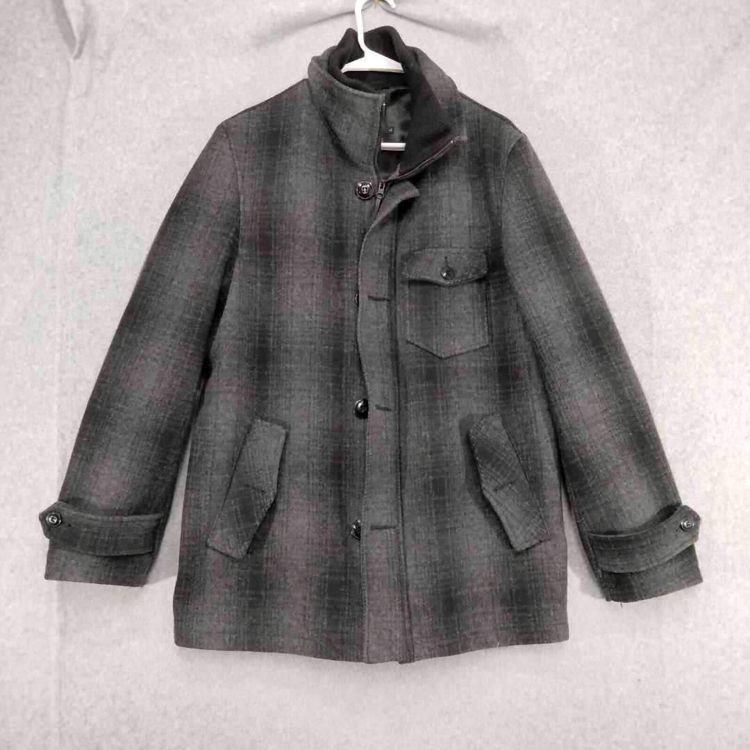 Schott Bros. Full Zip Coat Womens Large Wool Gray Black Plaid Canada Jacket