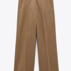 NWT ZARA limited edition wool pant wide straight XS light brown premium wool