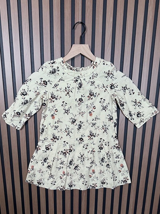 Bonpoint Dress 8 Girls Ivory Canvas 3/4 Sleeve A Line Mini