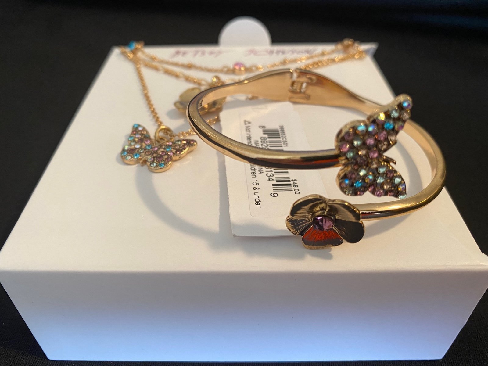 Betsey Johnson jewelry butterfly set necklace and bracelet NEW