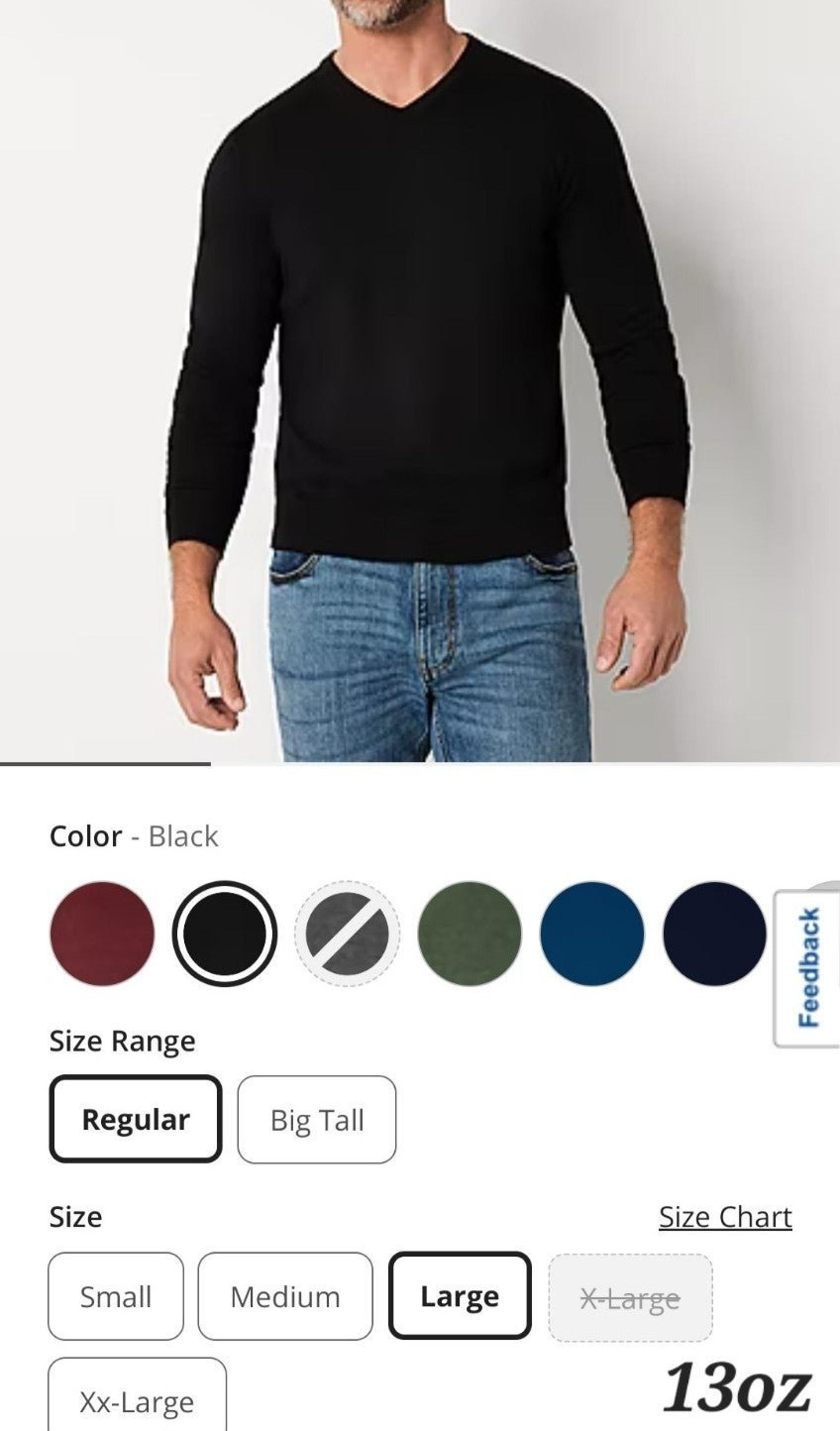 St. John's Bay Men's V-Neck Long Sleeve Pullover Sweater
