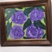 Handmade Framed Art Painting Purple Roses Flowers on Paper 8x10 inches