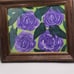 Handmade Framed Art Painting Purple Roses Flowers on Paper 8x10 inches