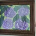Handmade Framed Art Painting Purple Roses Flowers on Paper 8x10 inches