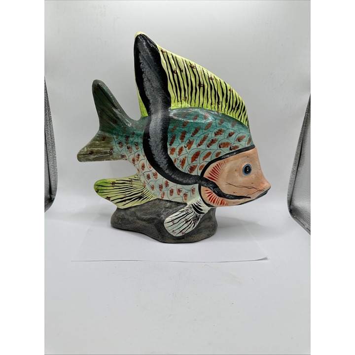 Mexican Folk Art Fishhand painted paper mache Grand Pa’s circus Casillas 9.75”T