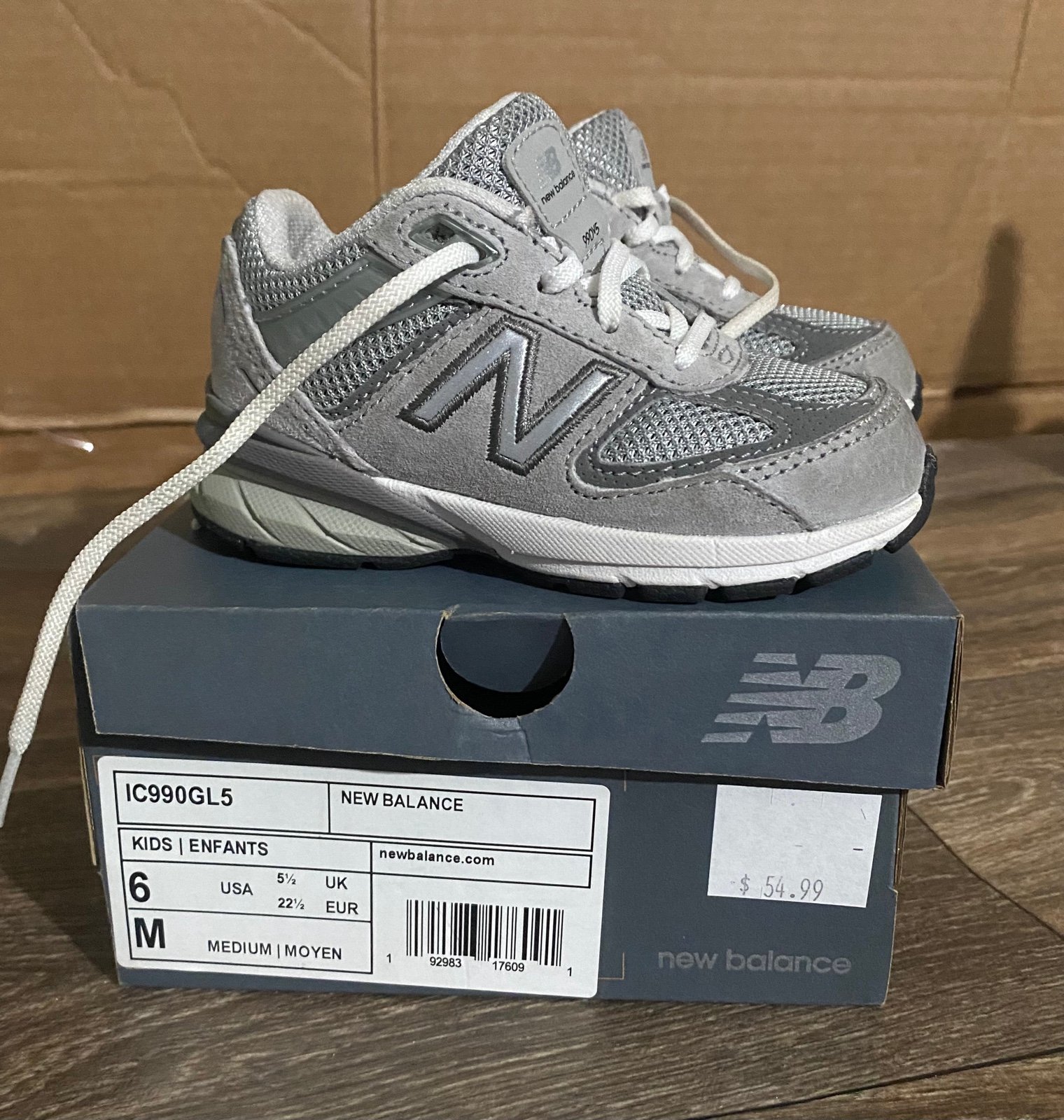 Balance 990 V5 Grey/White Toddler Sneakers IC990GL5 size 6C toddler