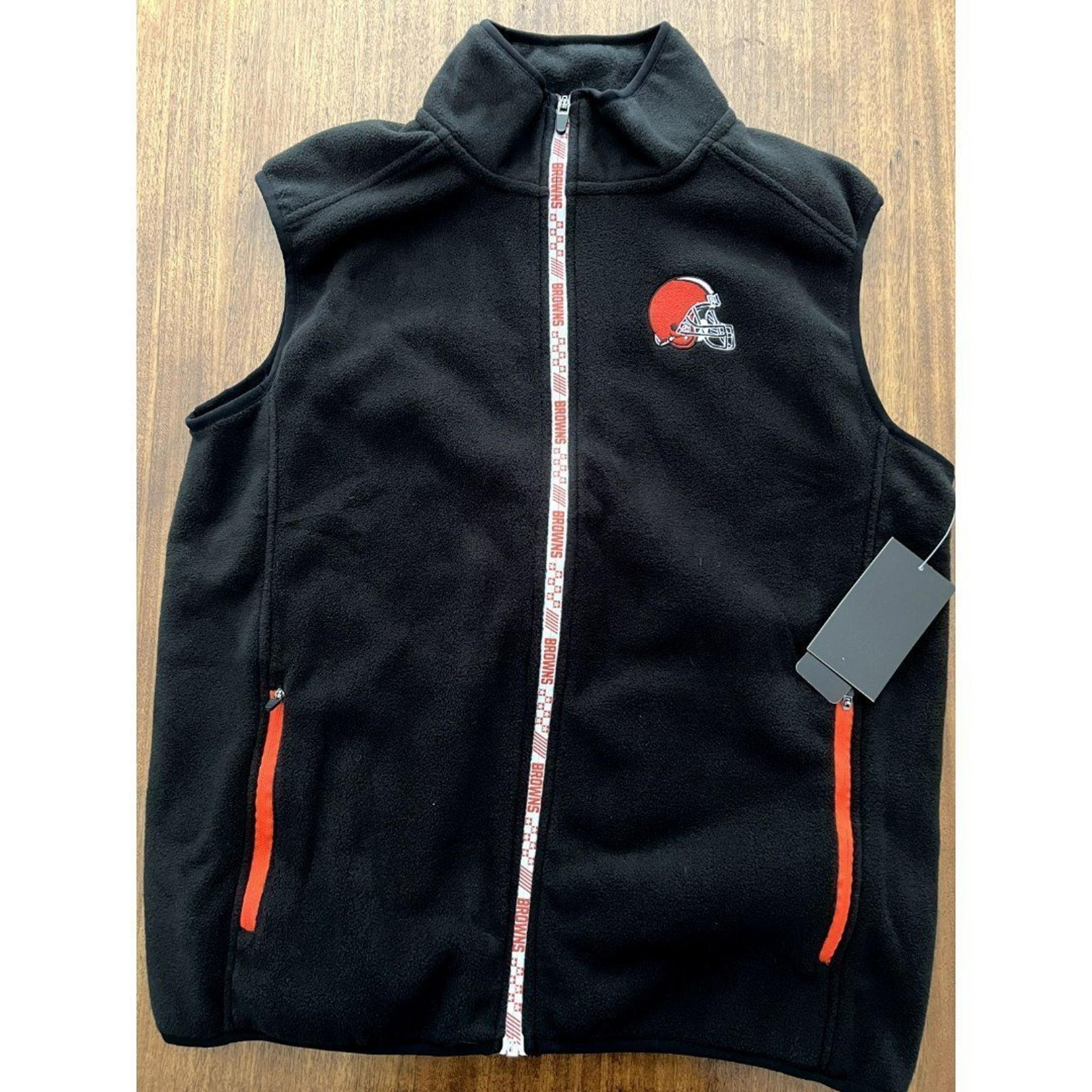 New NFL Team Apparel Cleveland Browns Full Zip Fleece Vest Mens Small full zip