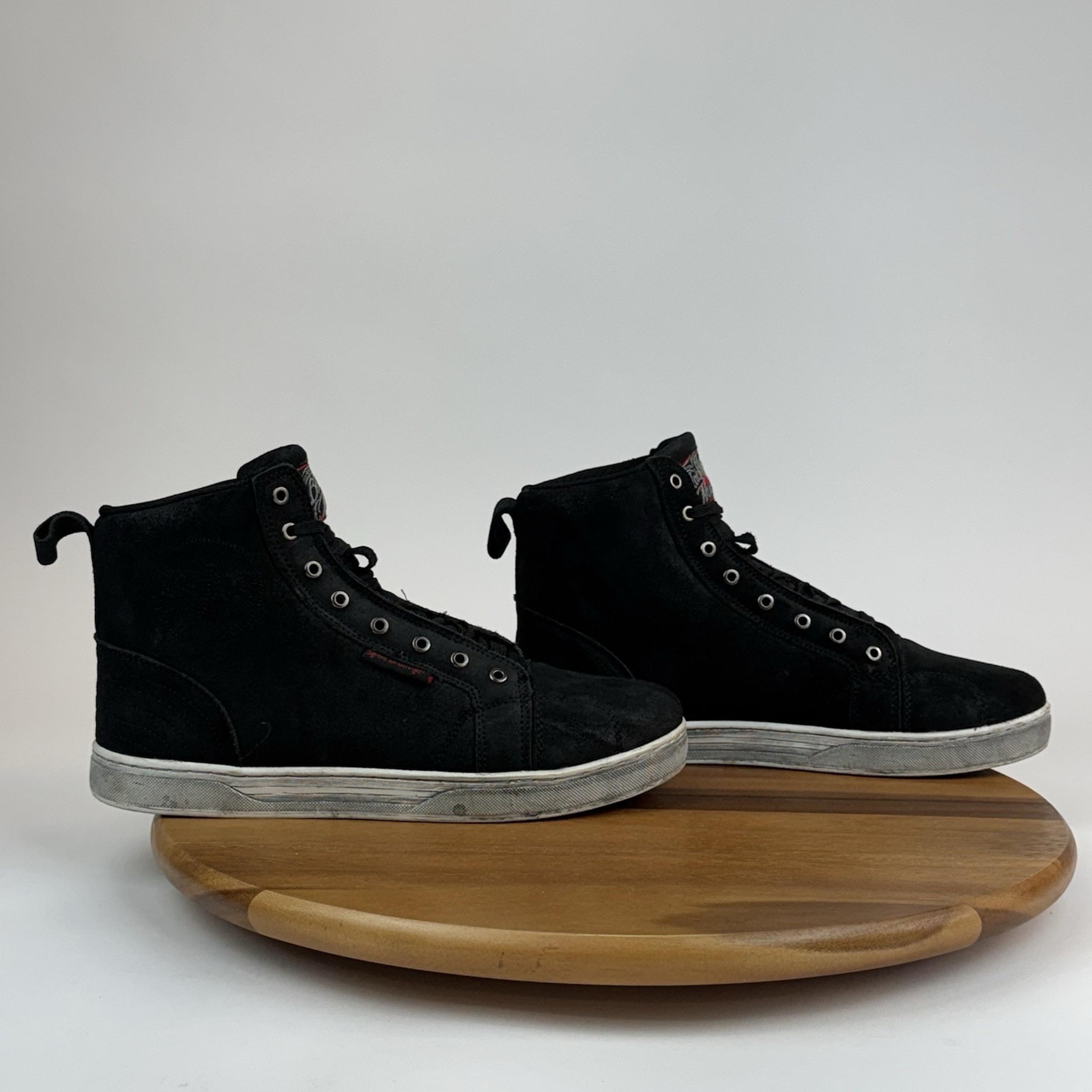 Mens Speed And Strength Black 9 Suede Moto Lace Up Mid Sneakers Shoes Size 10 D