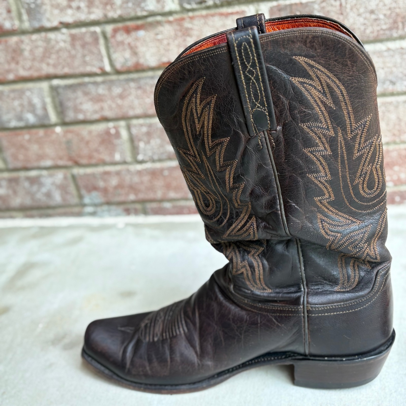 Lucchese 1883 Mens Chocolate Burnish Mad Dog Goat Cowboy Boots Size 12 D N1556