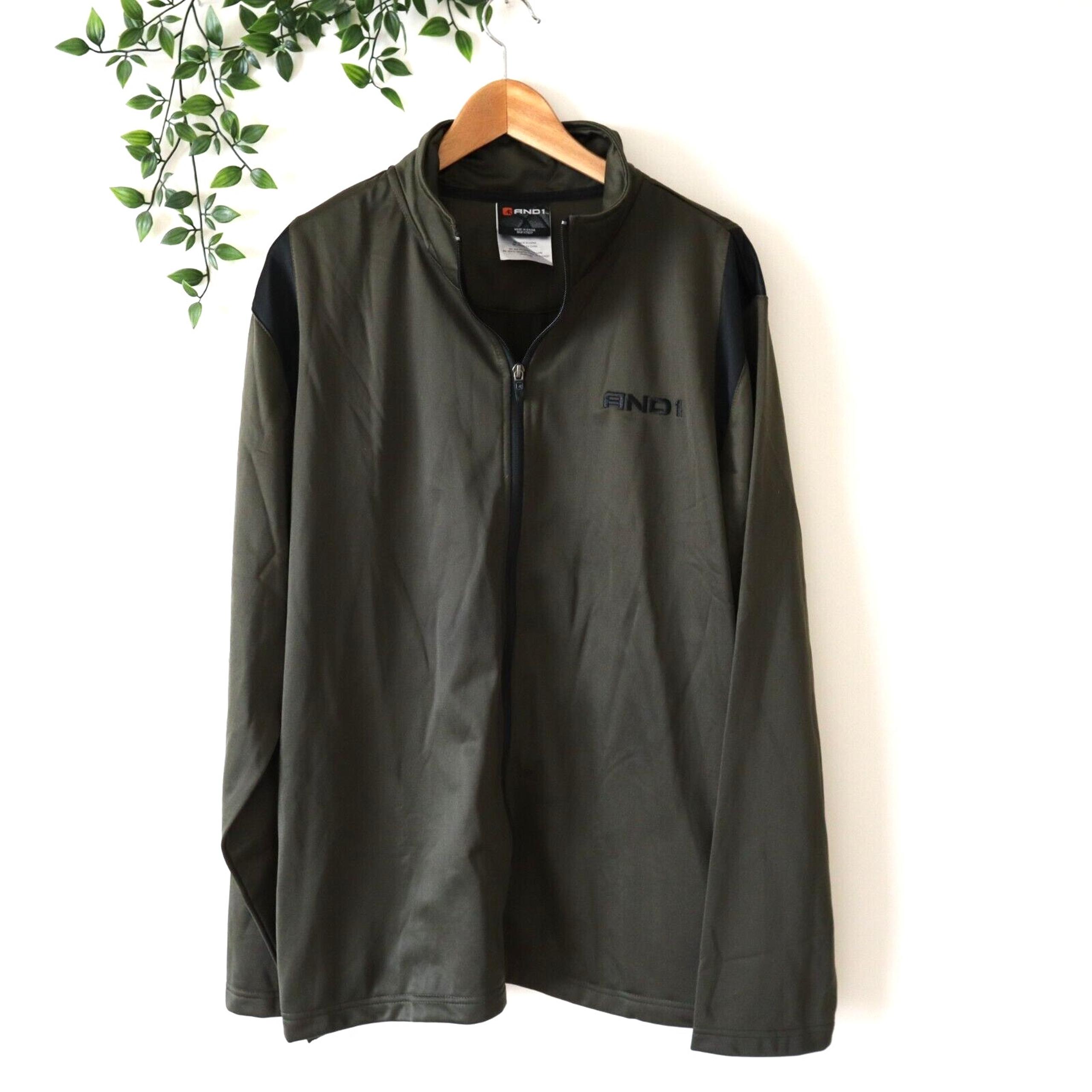 NEW AND1 Men's Dark Green Long Sleeve Full Zip Athletic Jacket Size XL
