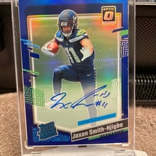 Jaxon Smith-Njigba 2023 Donruss Optic Rated Rookie Blue On Card Auto /99
