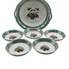 Vintage Lusterware Noritake dessert bowls set Serving bowl +5 small Hand painted