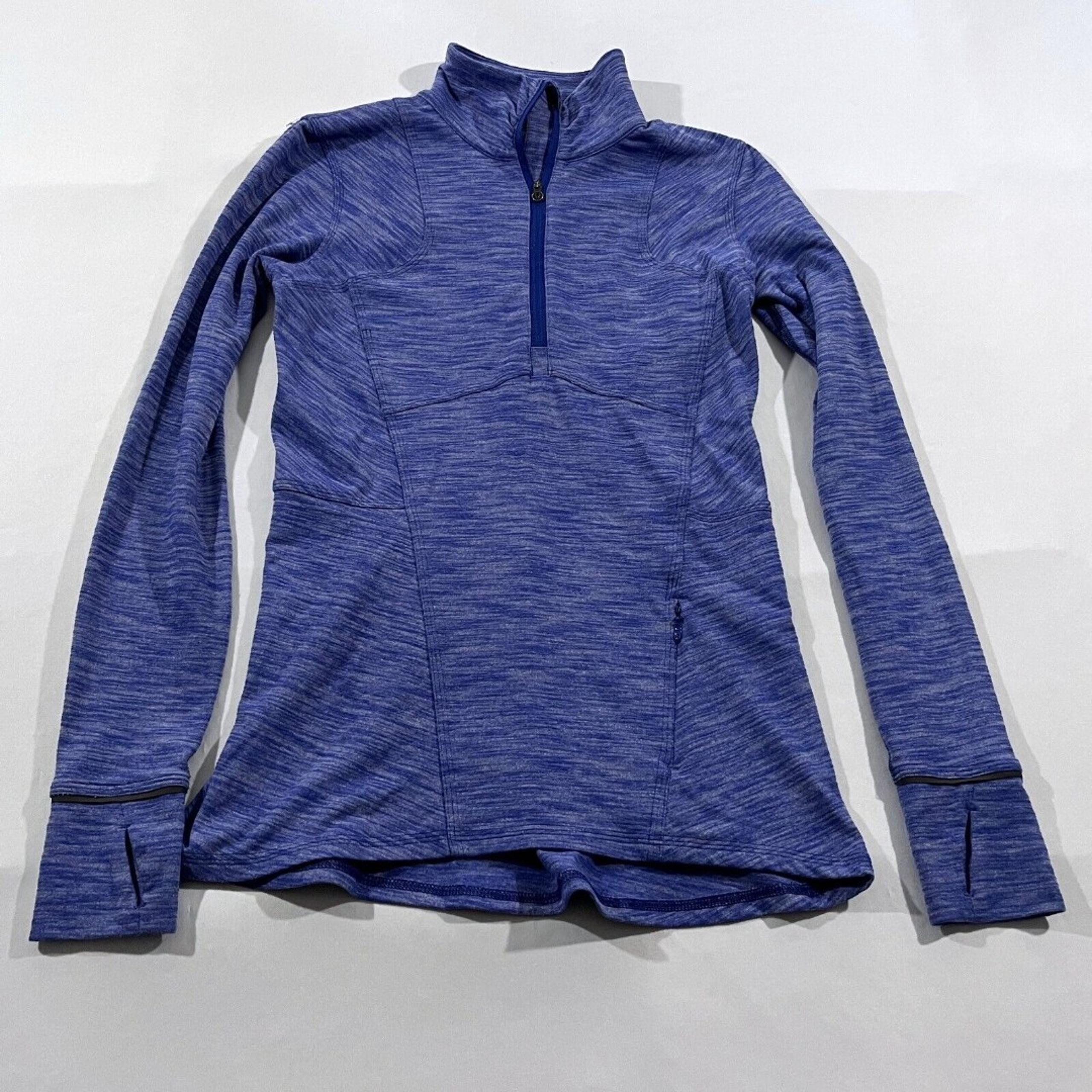 Lululemon Kanto Catch Me 1/4 Zip Pullover Heathered Top Blue Rulu Fabric 6
