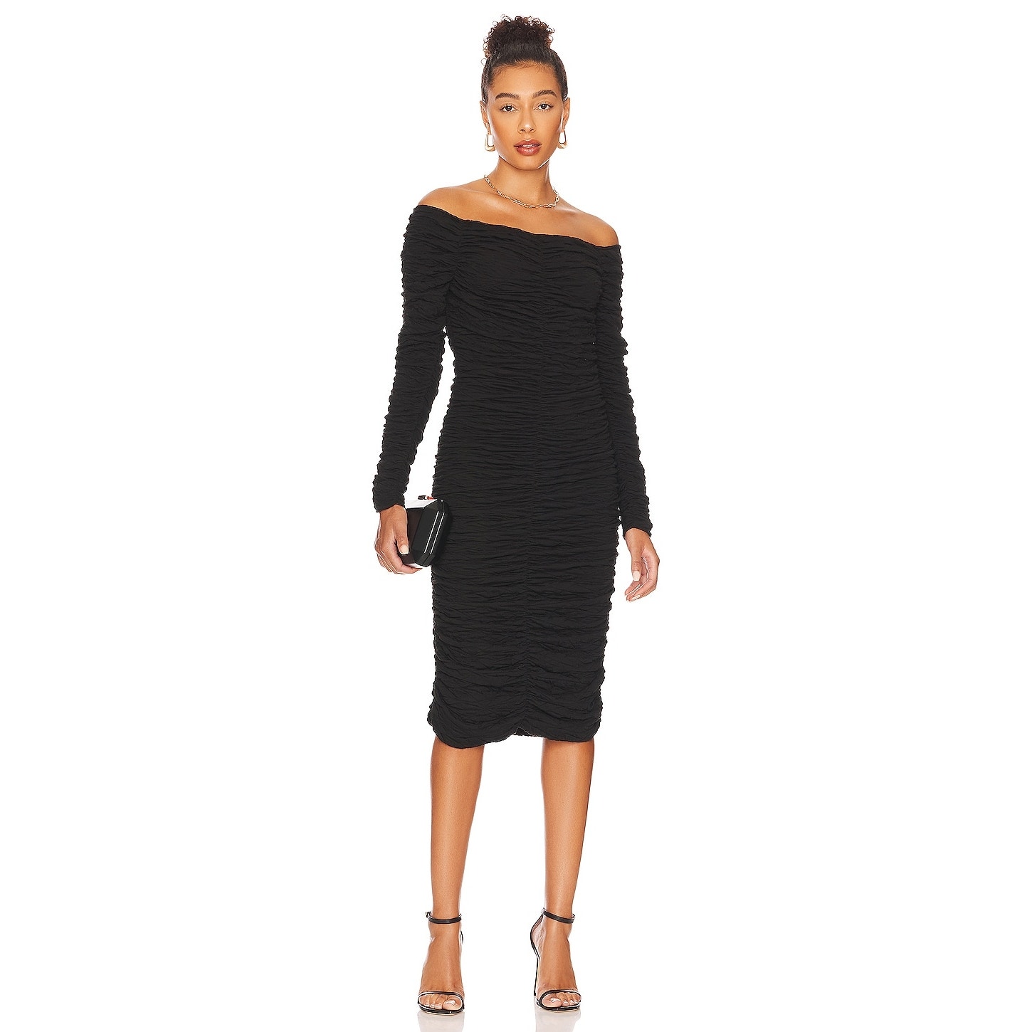 Line & Dot Women's Unlined jersey Off The Shoulder Kelly Dress Black Size M NWT