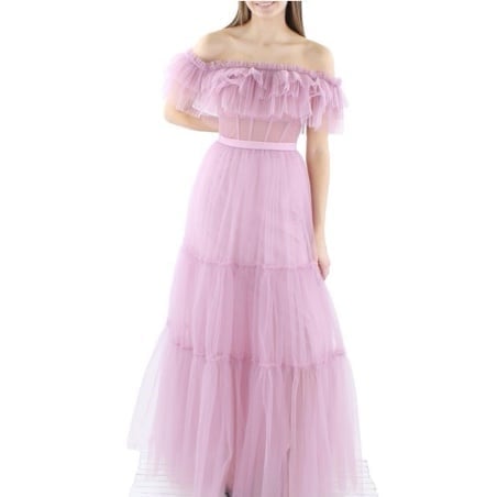 NWT BCBGMAXAZRIA Fit And Flare Evening Gown Boned Bustier Tiered Ruffle Skirt