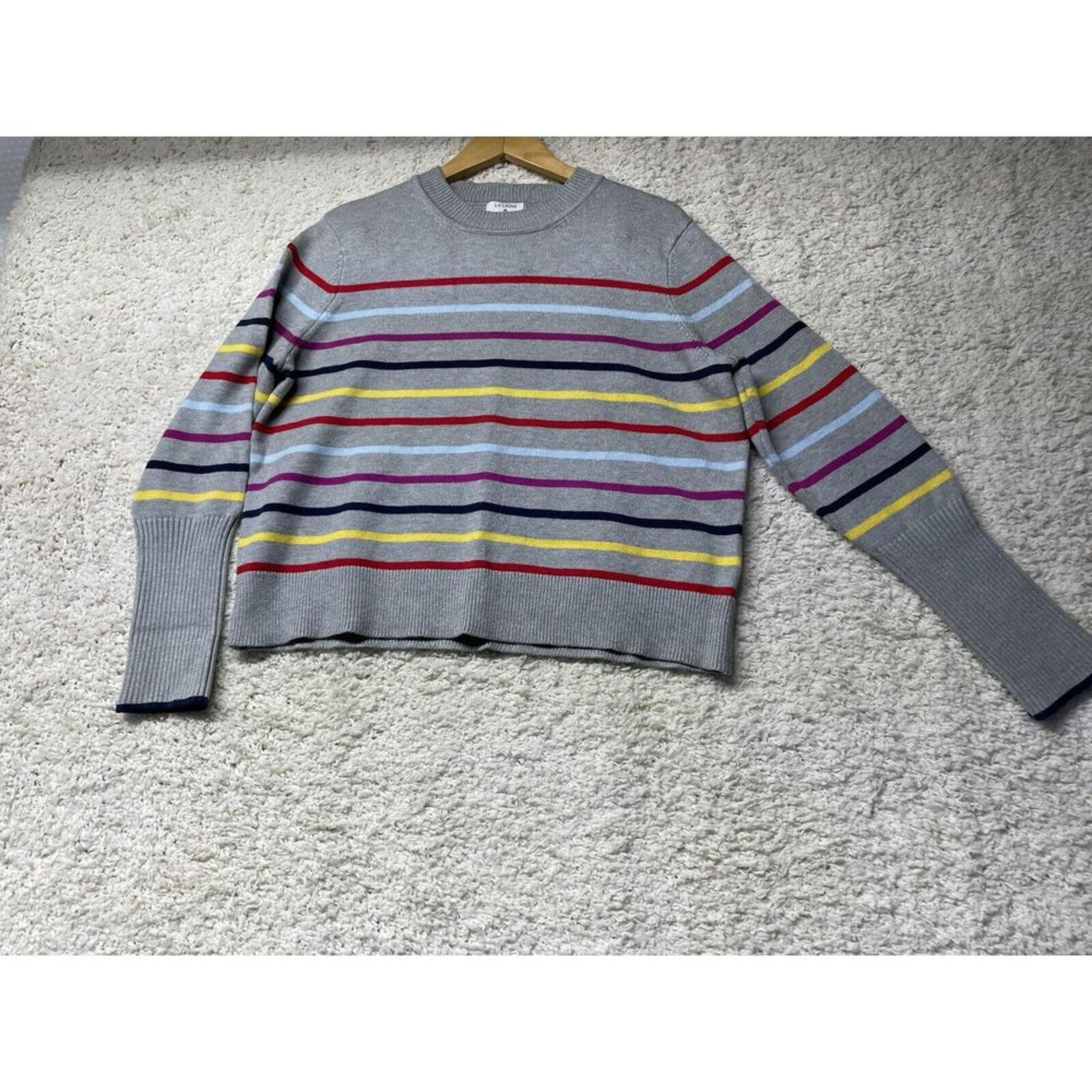 X La Ligne Gray Stripe Crewneck Sweater Women's Size Medium EUC - Target