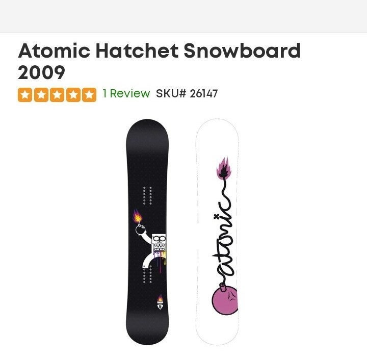 Atomic hatchet 2009 snowboard w boot attachments