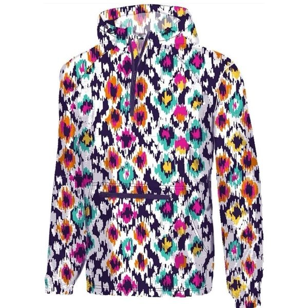 Southern Couture bright aztek nylon windbreaker pullover sz XXL