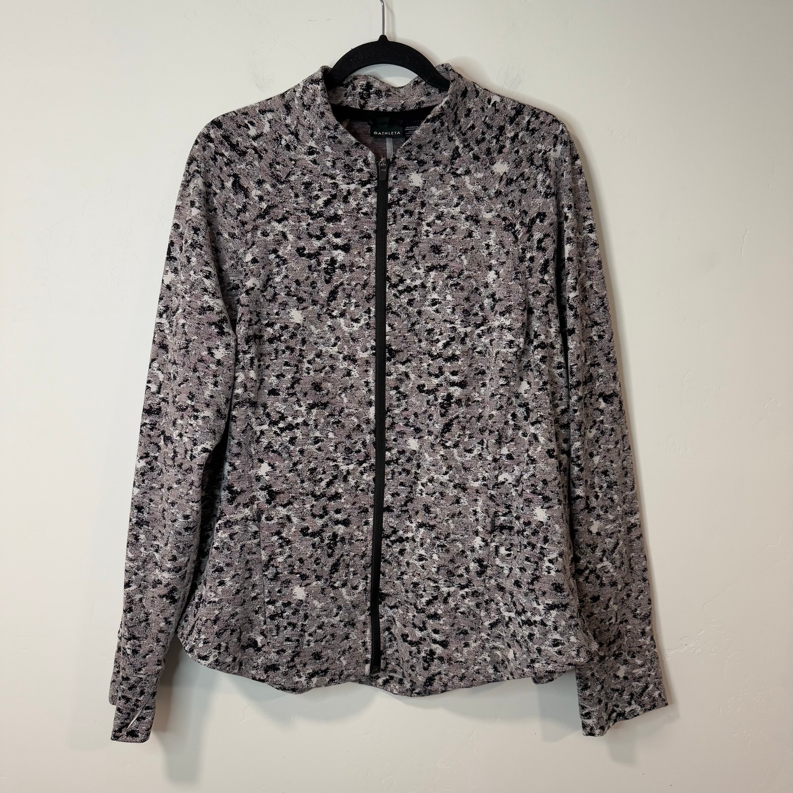 Athleta Salutation Textured Jacket Floral Full Zip Athleisure Pink Black 2X Plus
