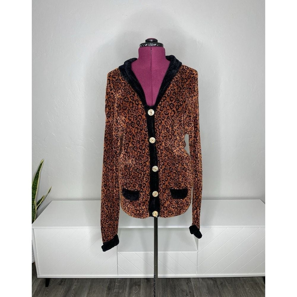 Vintage Dia Cardigan Women's Large Orange Marled Sweater Soft Cozy USA
