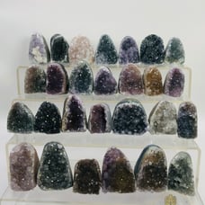 Mini rainbow druzy cut base set with stand