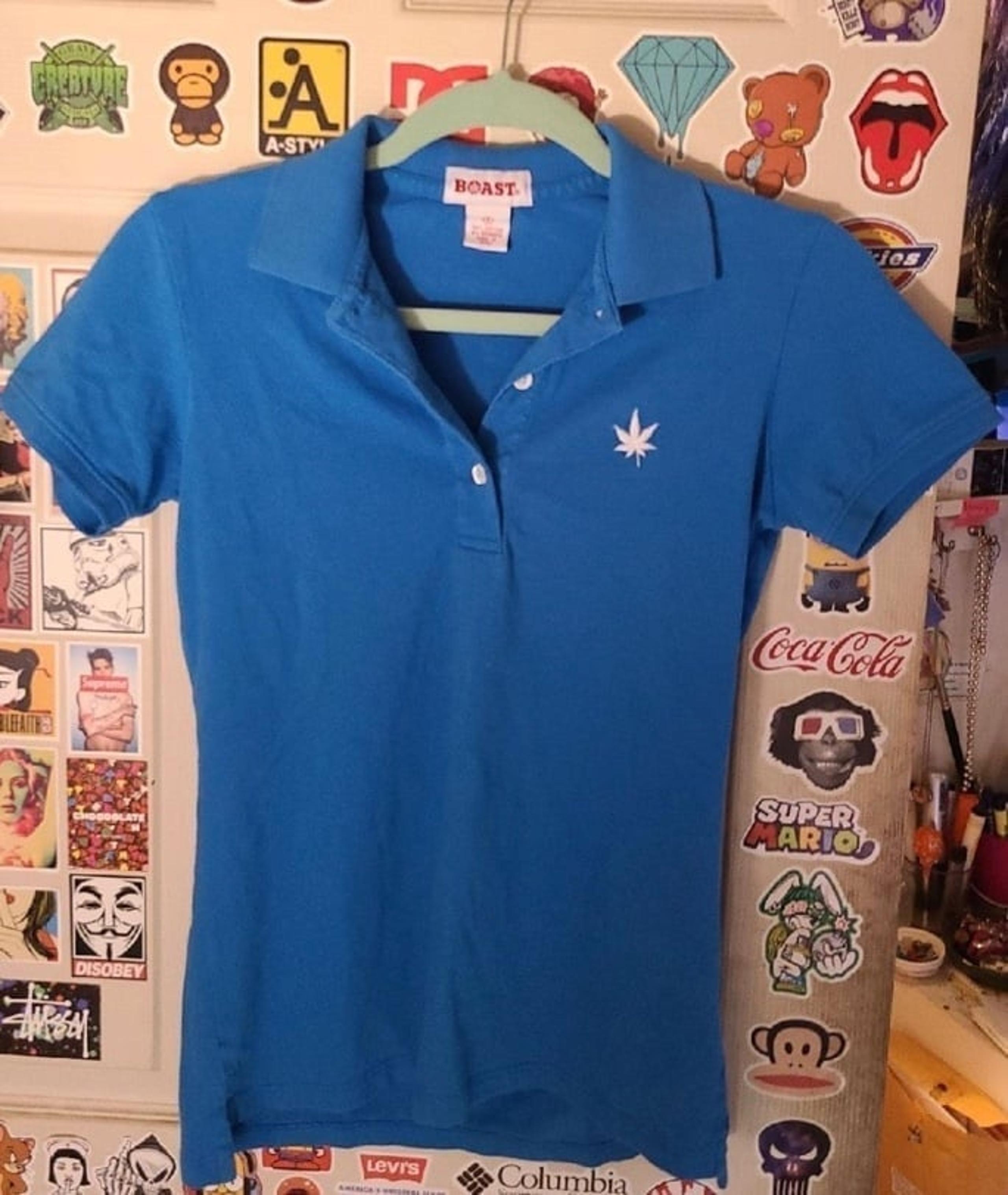 Polo shirt with cannabis leaf logo S