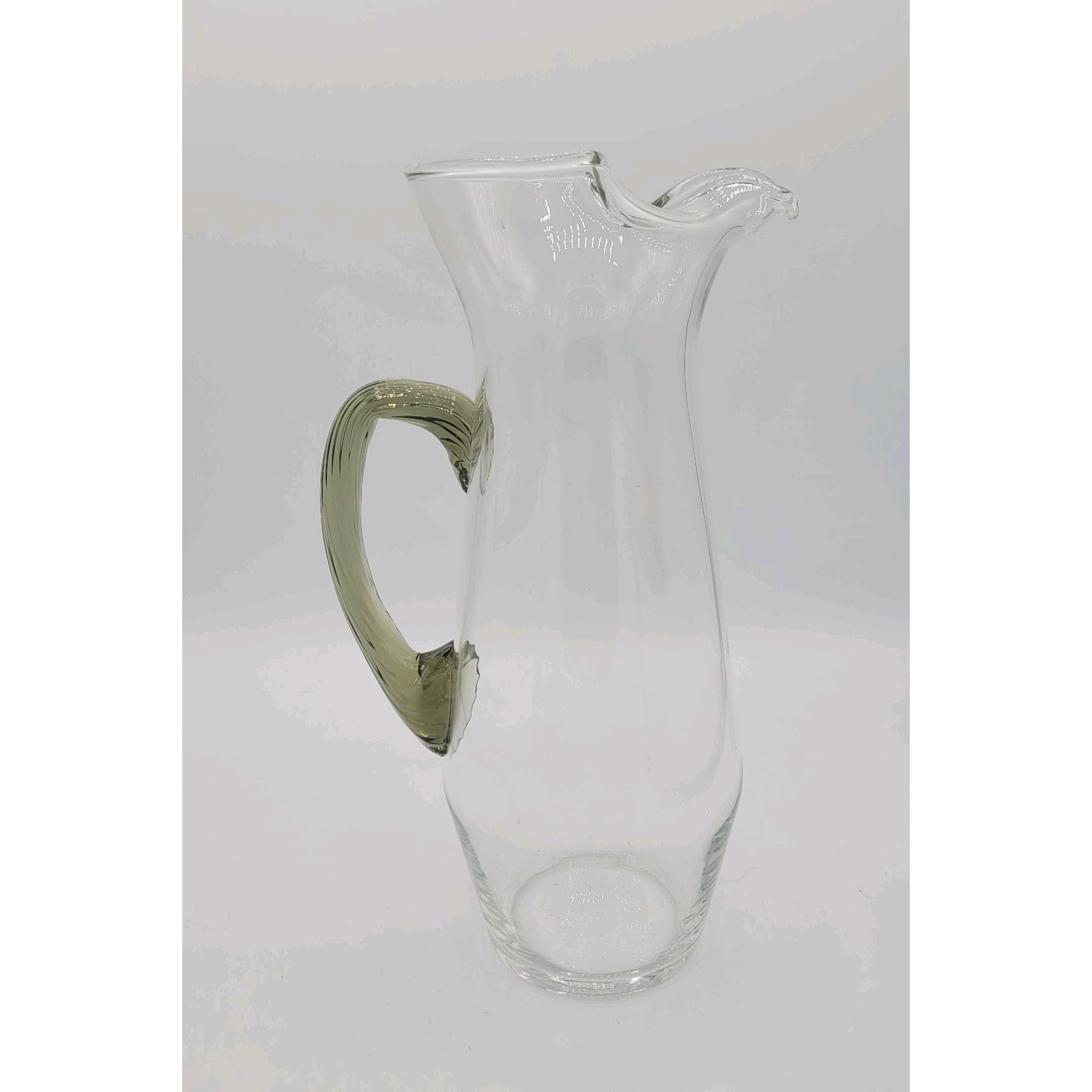 VTG MCM Handblown Glass Cocktail Pitcher With Twisted Glass Handle 32 Oz.