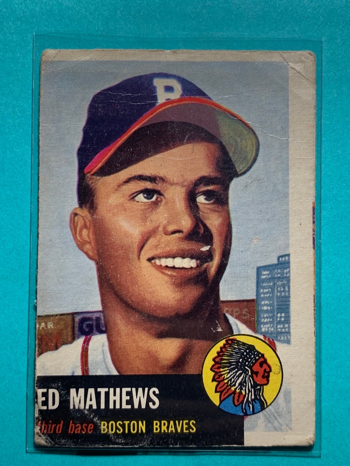 1953 Topps Baseball 37 Ed eddie Mathews, Boston Braves,