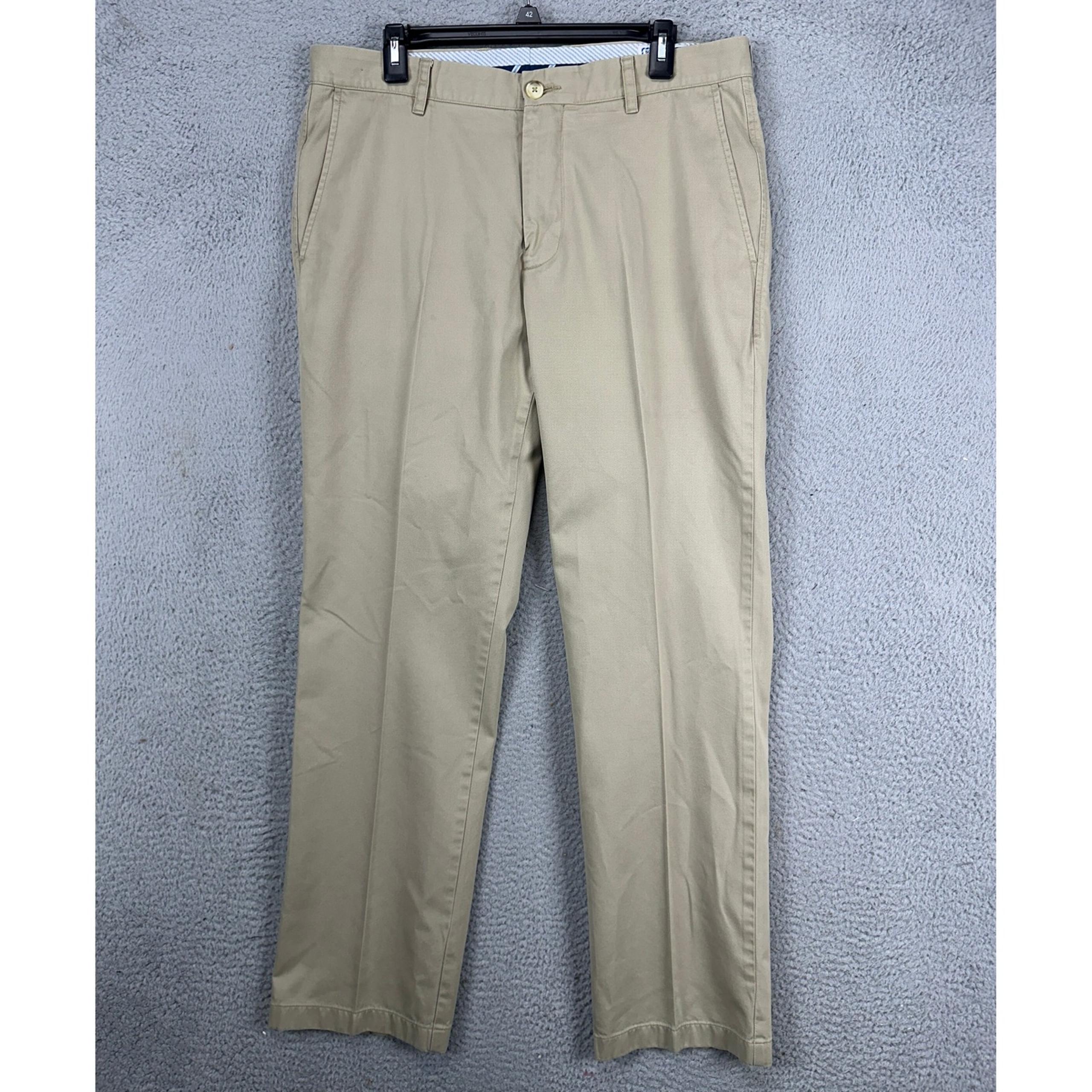 Southern Tide Mens The Skip Jack Khaki Pants 35X32 Beige Flat Front Straight Leg