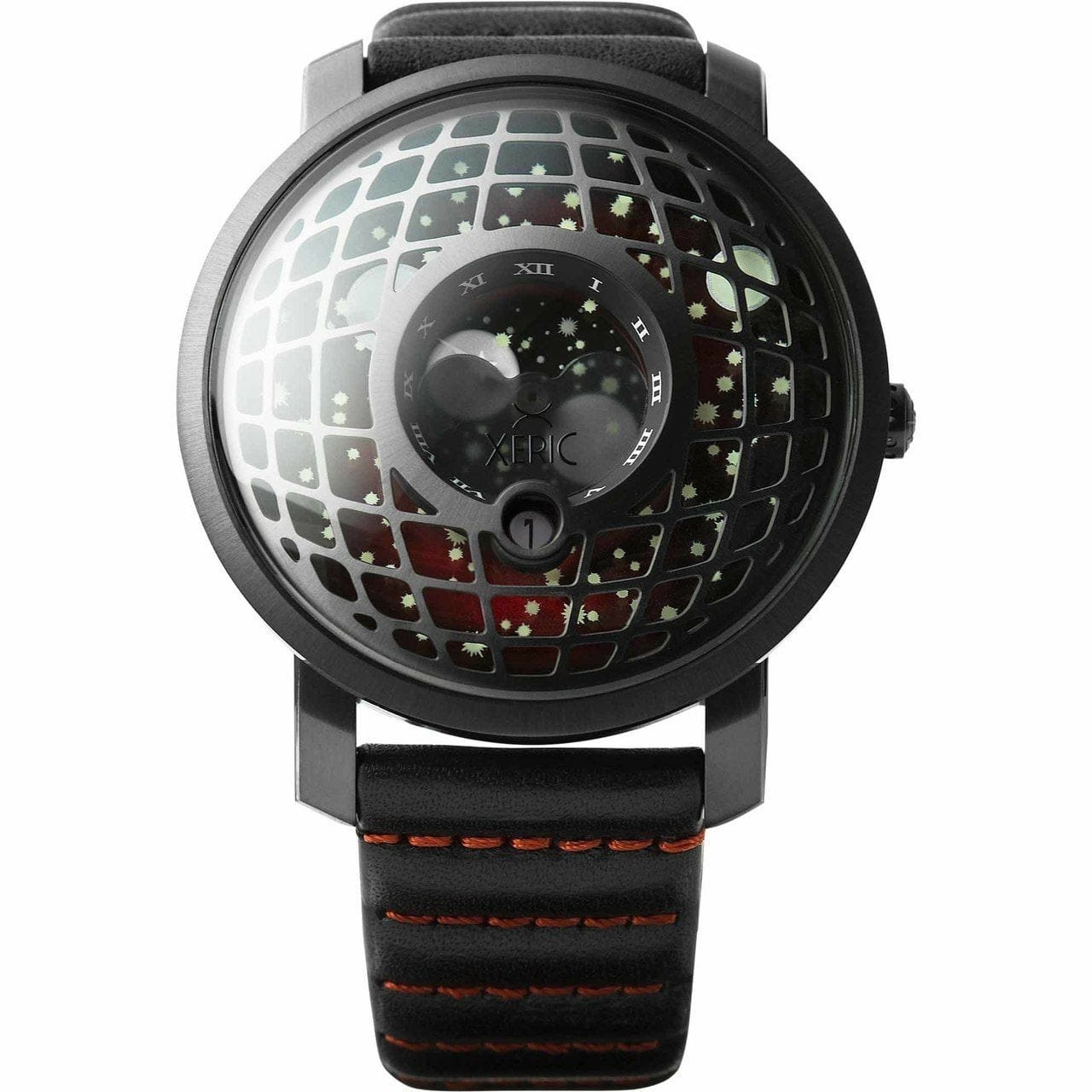 Xeric Trappist-1 American Moonphase Gunmetal Red Limited Edition Men's Watch NWT