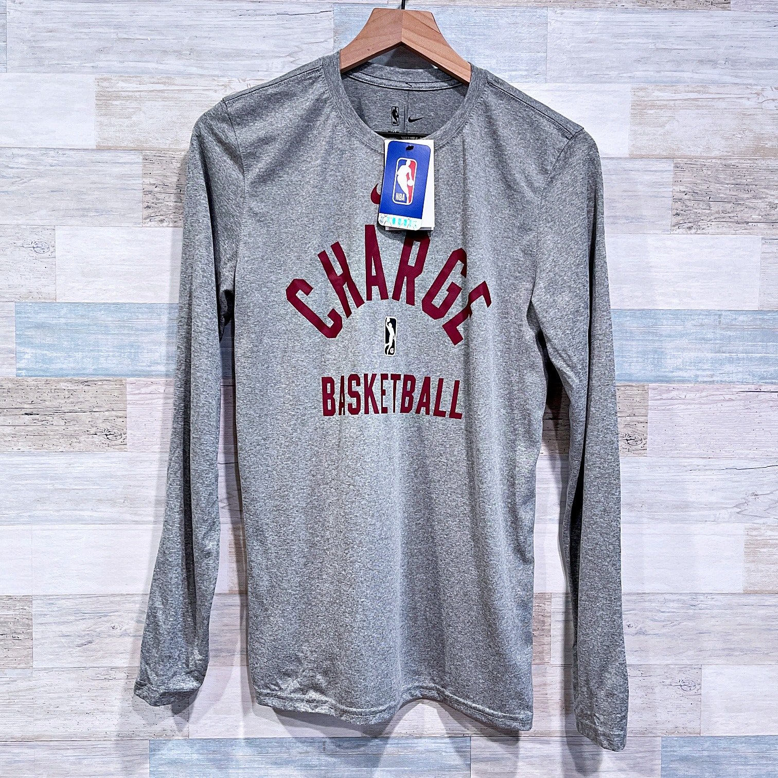 Cleveland Charge NBA G League Nike Dri Fit Mesh Tee Gray Long Sleeve Mens Small