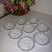 Crystal Glass Coasters Set Of 8 Saw Tooth Edge 3.75 Diameter Starburst Flower