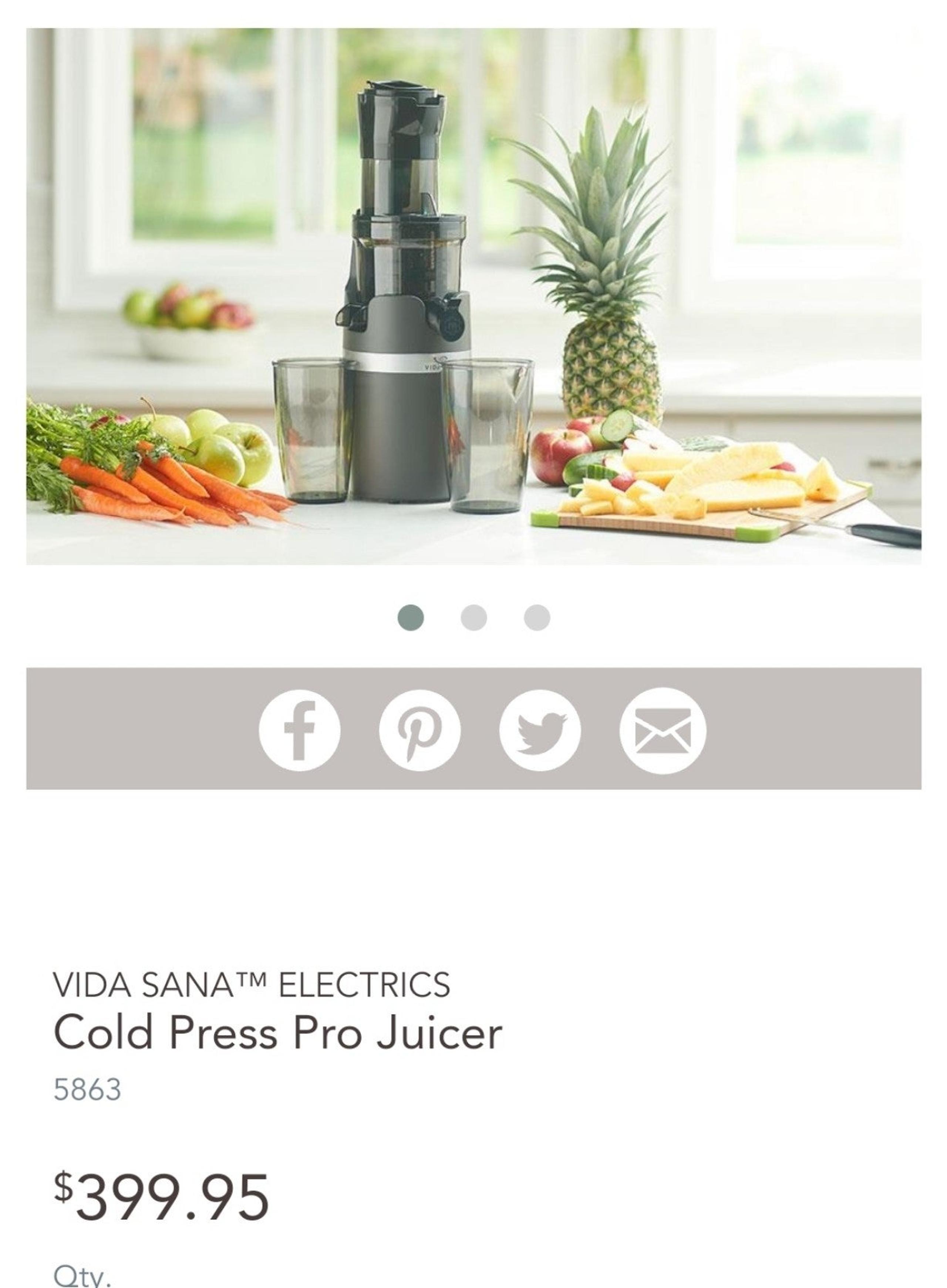 VIDA SANA™ ELECTRICS

Cold Press Pro Juicer

5863

$399.95