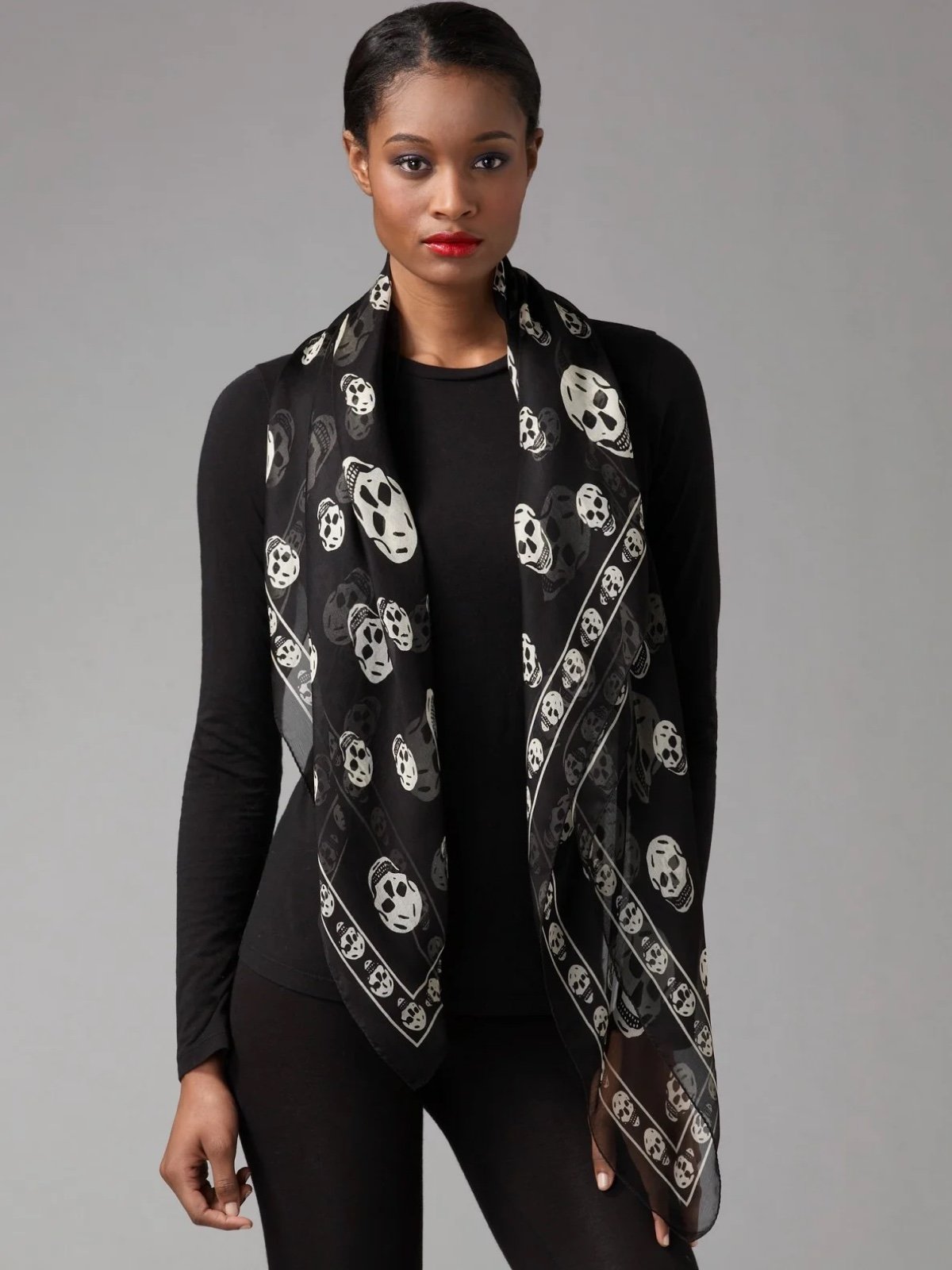 Alexander McQueen Silk Chiffon Skull Scarf