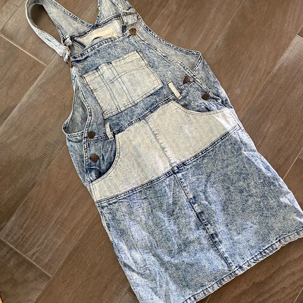 Hot & The Gang Overalls Mini Skirt Women's Large Cotton Denim Square Neck