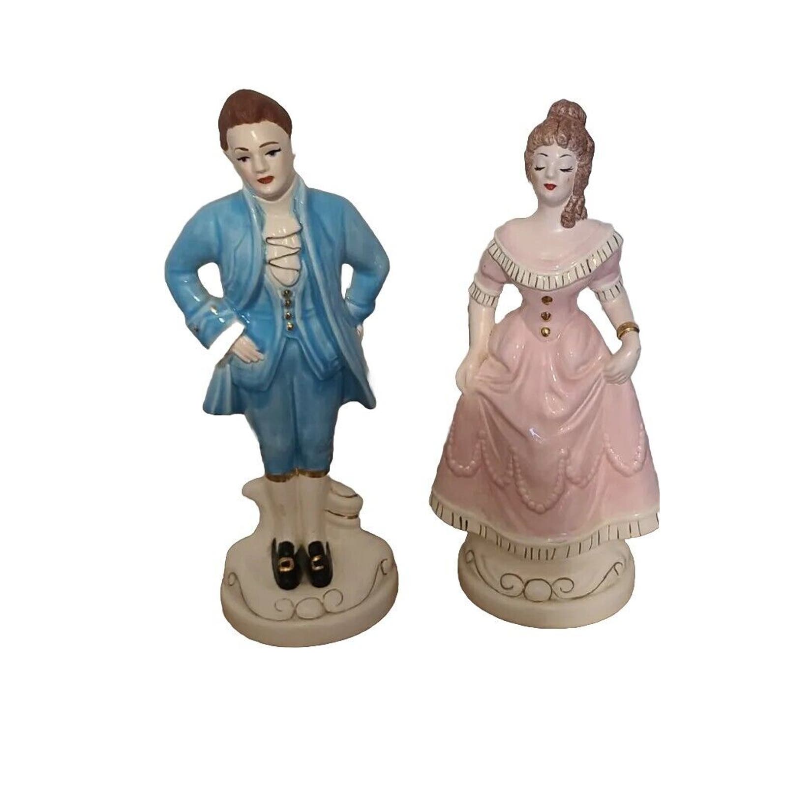 Rare Porcelain Woman & Man Figurines Appear Hand painted