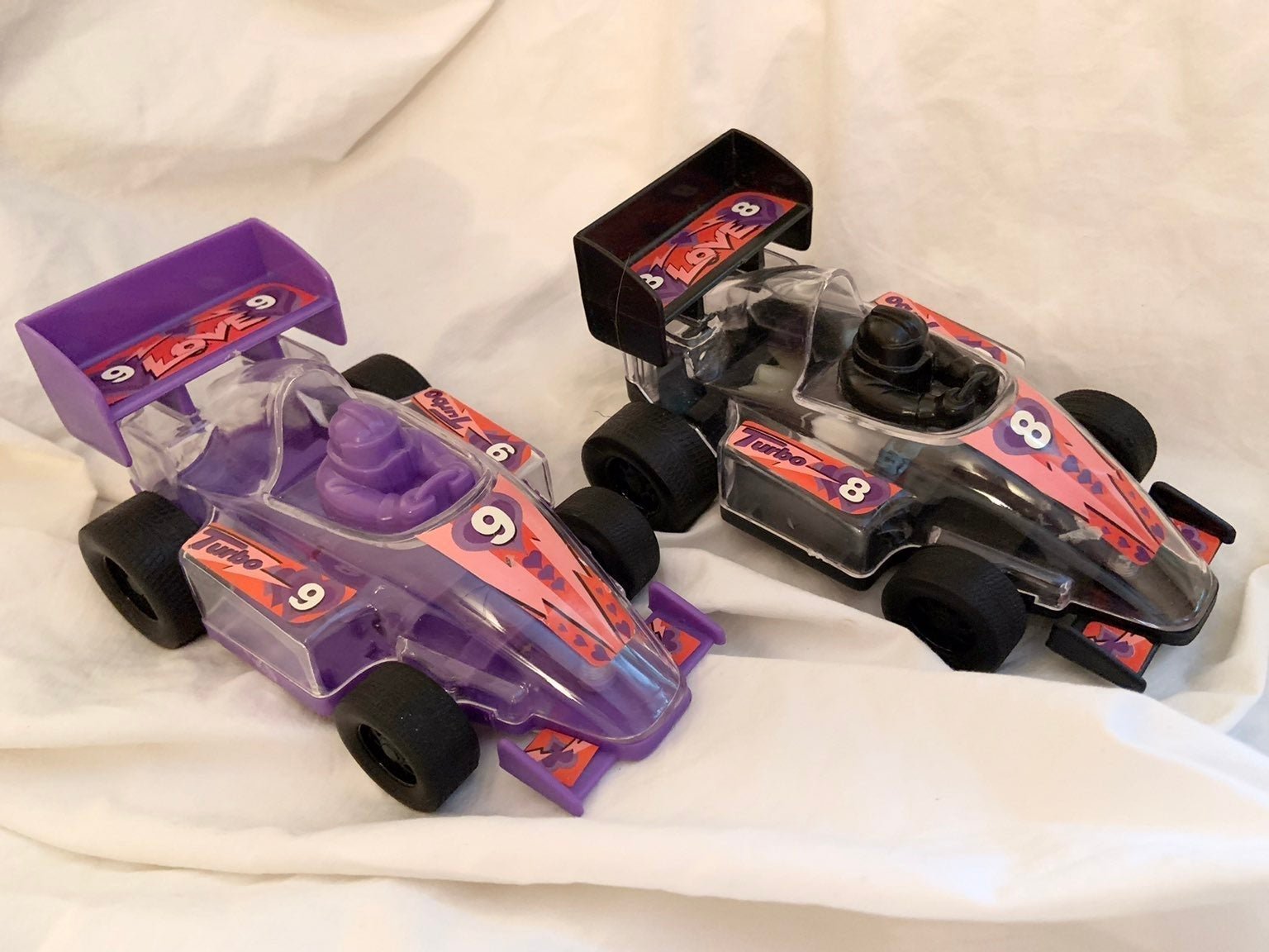 Valentine Racing Car Candy Container Bundle of 2 Vintage Valentine's Day