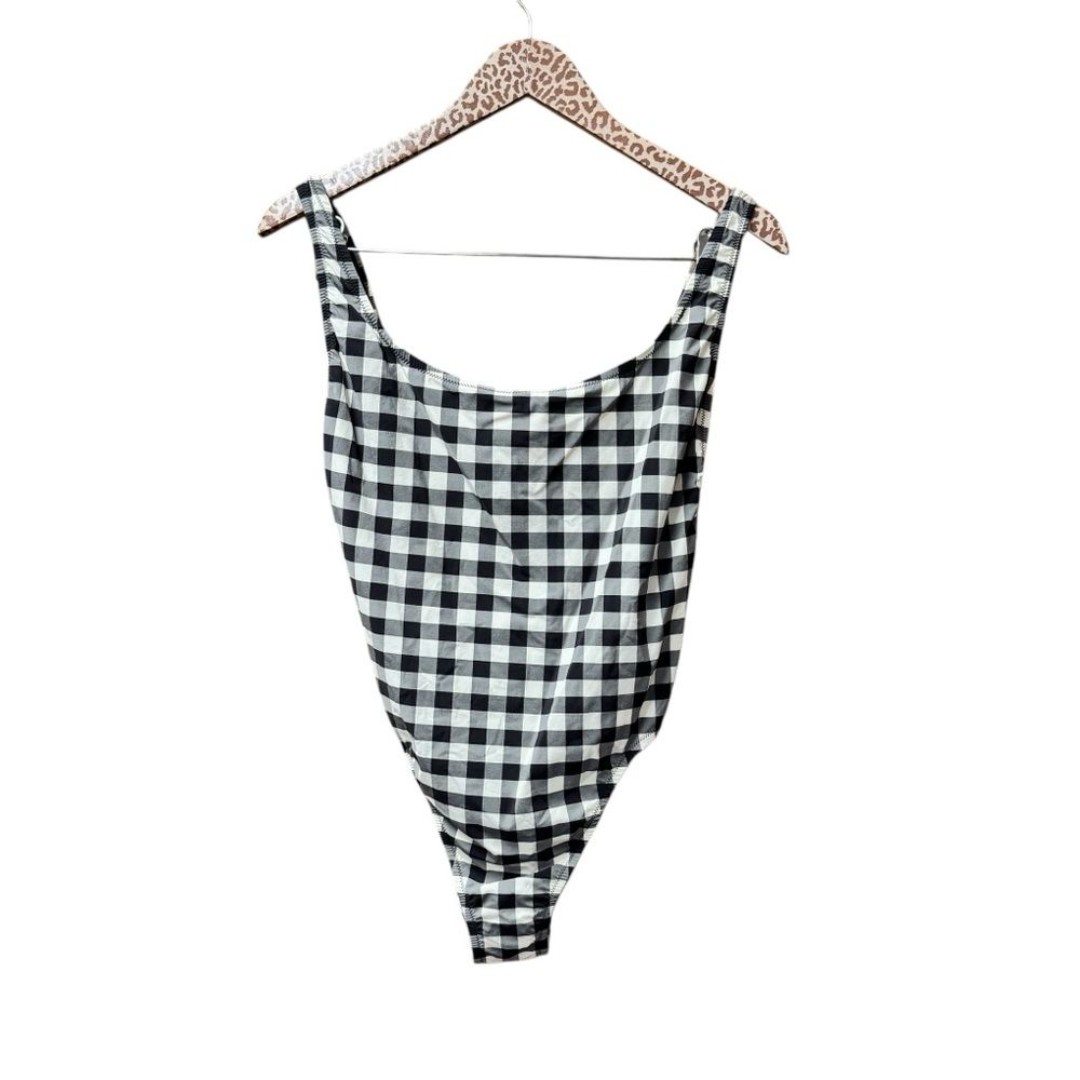 NEW J. Crew Scoopback One Piece Swimsuit Oversized Matte Gingham Plaid 8 NWT