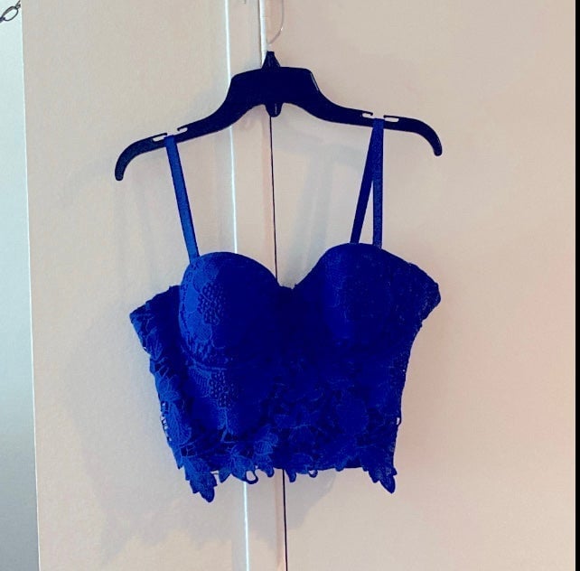 CROP BLUE LACE CORSET SIZE S