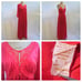 vtg TEXSHEEN Red Nylon Silky LACE Long Nightgown Robe Peignor Set USA M EUC
